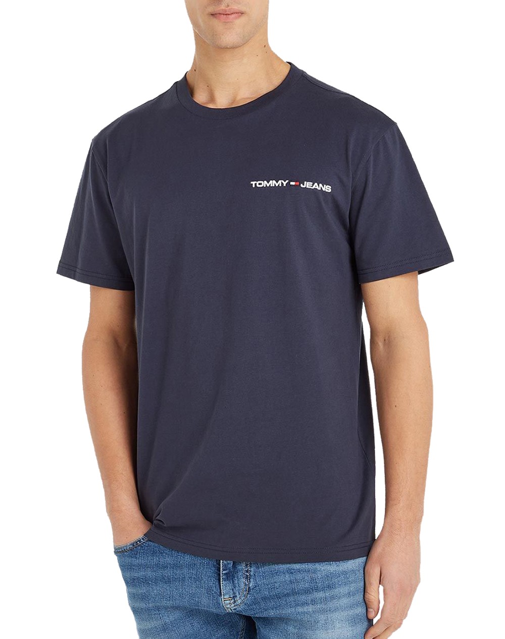 Ανδρικό T-Shirt Navy Tee Jeans Twilight DM0DM16878-C87 Linear Tjm Chest Tommy Clsc