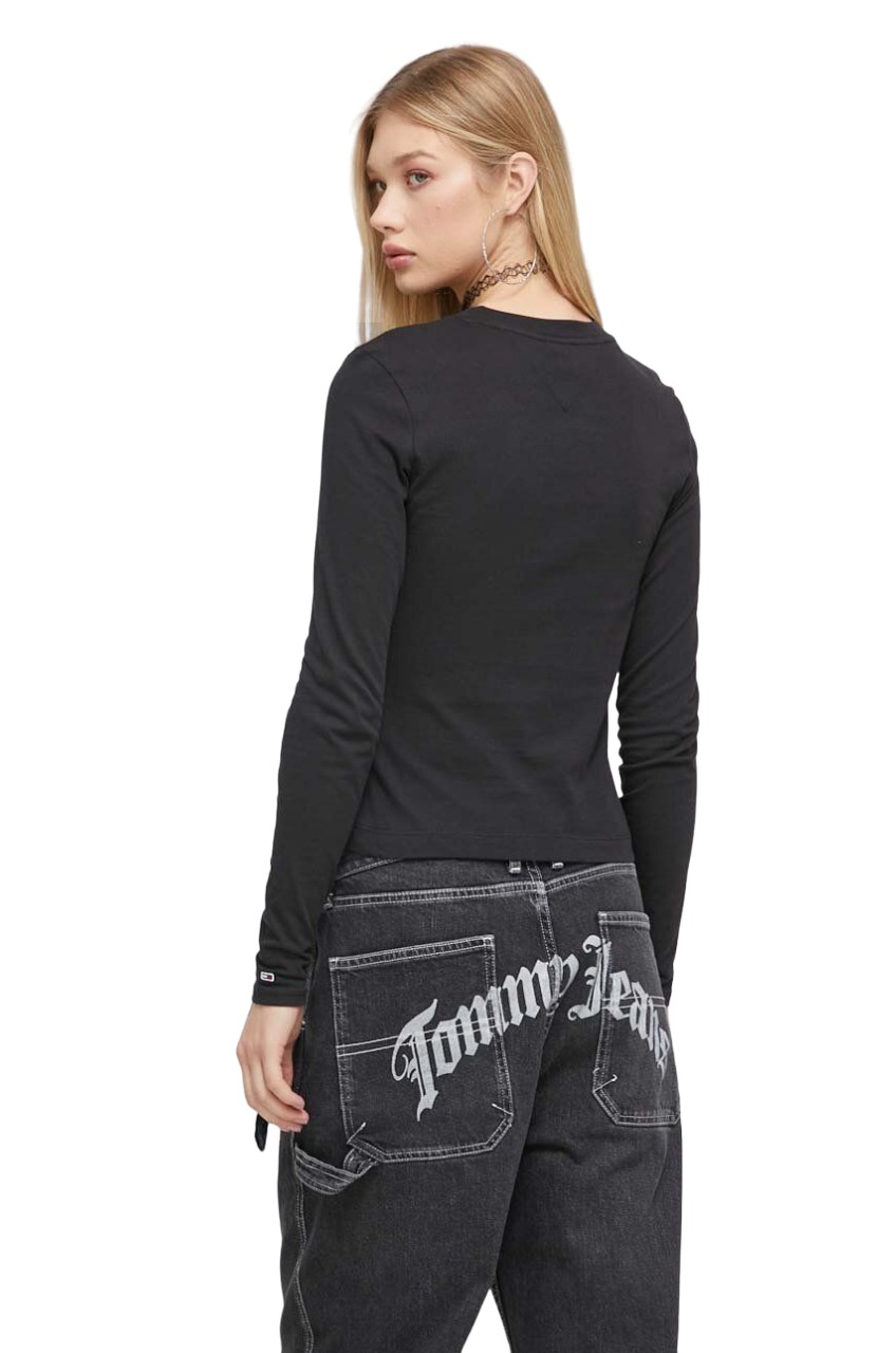 Γυναικεία Μπλούζα Tommy Jeans Bby Tjw Black Serif Gold DW0DW16439-BDS Linear Ls