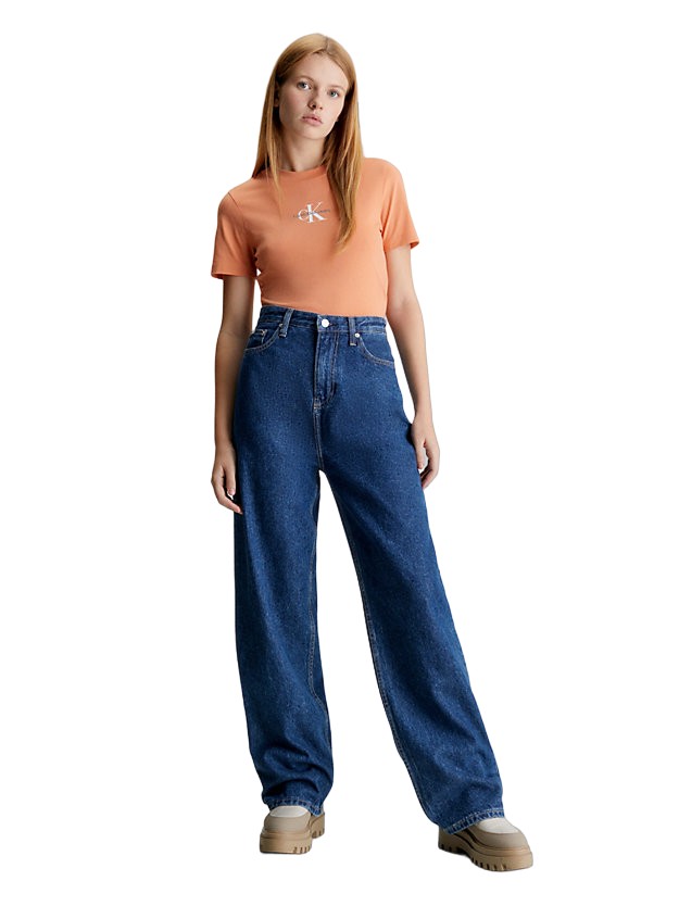 Γυναικείο T-Shirt Calvin Klein Monologo Slim Fit Tee Tropical Orange  J20J221426-SG8