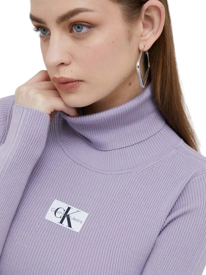 Neck Calvin Γυναικείο Badge Πουλόβερ Klein Aura Sweater Roll J20J221688-PC1 Lavender