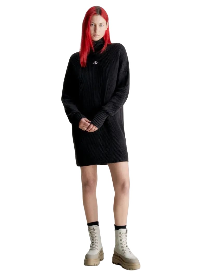 Γυναικείο Φόρεμα Calvin Dress Label Loose Black Woven Klein Sweater Ck J20J221992-BEH