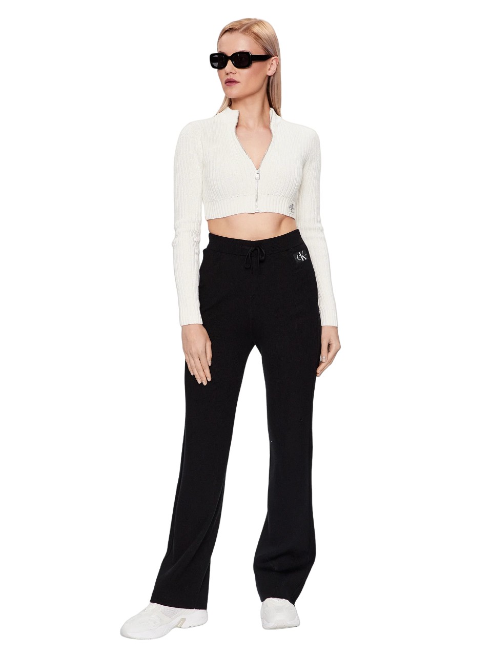 Γυναικείο Παντελόνι Φόρμα Calvin Klein Badge Black Ck J20J222114-BEH Knitted Straight Pants