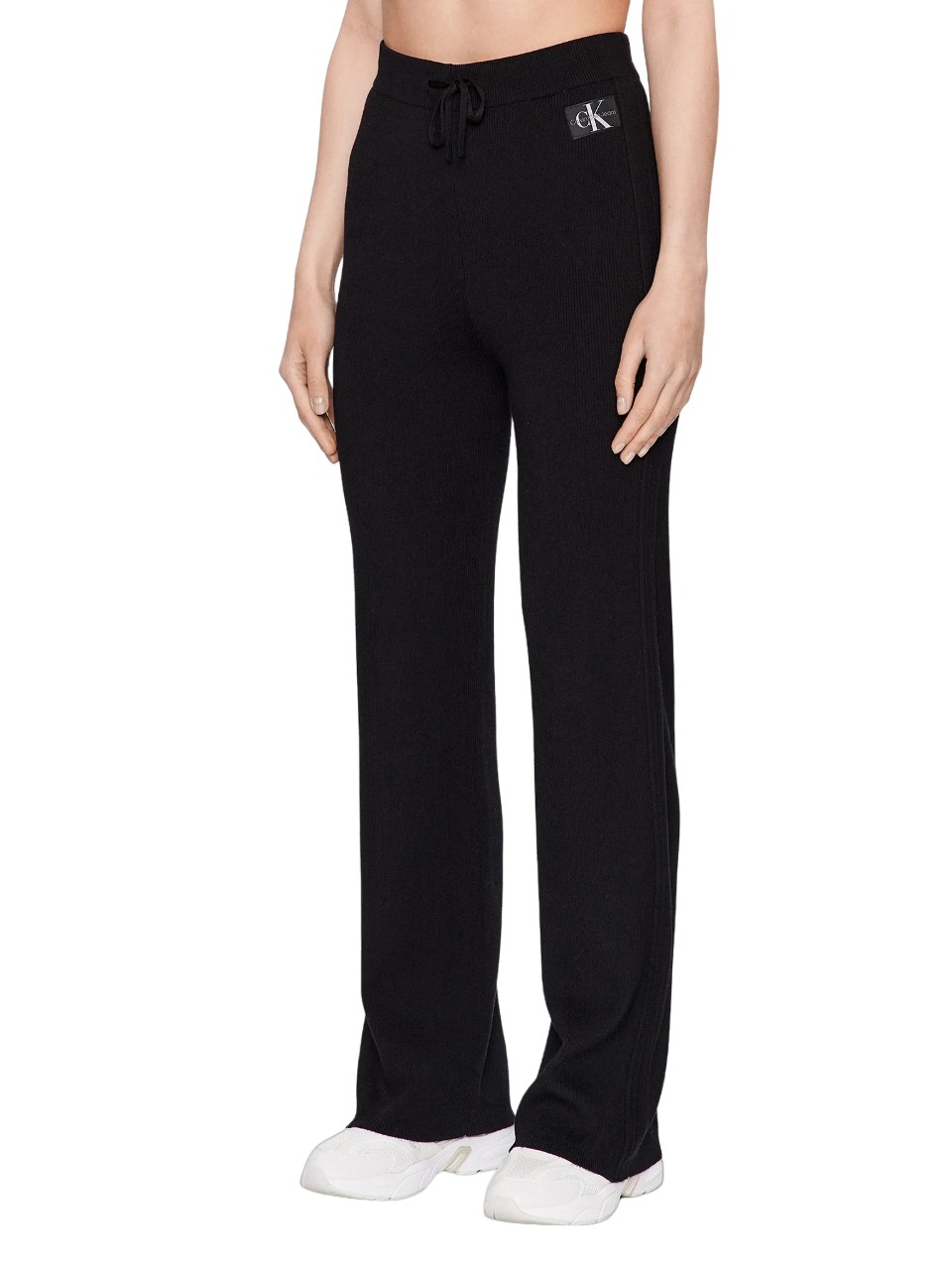 J20J222114-BEH Pants Παντελόνι Badge Ck Φόρμα Calvin Klein Black Γυναικείο Straight Knitted