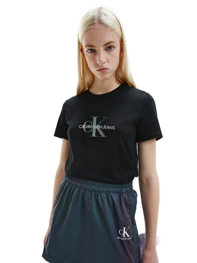 Γυναικείο T-shirt Calvin Klein Reflective Monogram Tee Ck Black J20J215316 -BEH