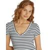 Γυναικείο T-shirt Tommy Jeans Slim Essential Rib V Ss Ecru Navy Stripe DW0DW17385-0FC