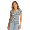 Γυναικείο T-shirt Tommy Jeans Slim Essential Rib V Ss Ecru Navy Stripe DW0DW17385-0FC