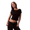 Γυναικείο Top Calvin Klein A Woven Label 2X2 Rib Baby Tee Black LV047C200G-UB1