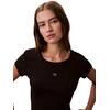 Γυναικείο Top Calvin Klein A Woven Label 2X2 Rib Baby Tee Black LV047C200G-UB1