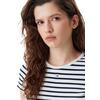 Γυναικείo T-shirt Tommy Jeans Slim Essential Rib Ss Ext Ecru Navy Stripe DW0DW17383-OFC