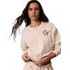 Γυναικείο Φούτερ Calvin Klein Ls Premium Fleece Script Vneck P Turtledove LV047H815G-CKS