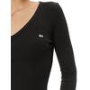 Γυναικεία Μπλούζα Tommy Jeans TJW Slim Essential Rib V Ls Black DW0DW17990-BDS