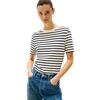 Γυναικείο T-shirt Tommy Hilfiger Reg Stripe Gold Btn C Nk Ss Calico Dark Night Navy Stp WW0WW42907-0FC