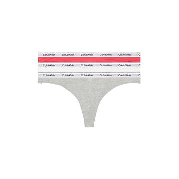 Γυναικείο Εσώρουχο Calvin Klein Thong 3pk Azalea White Grey Heather 000QD5209E-NP4