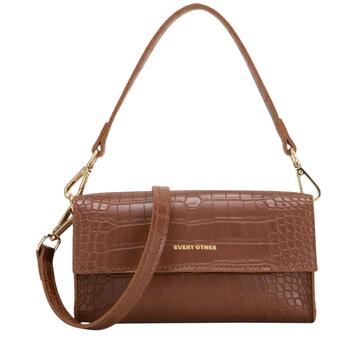 Γυναικεία Τσάντα ΕVERY OTHER Croc Flap Over Shoulder/ Crossbody Brown 12079-BROWN