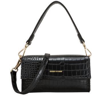 Γυναικεία Τσάντα ΕVERY OTHER Croc Flap Over Shoulder/ Crossbody Black 12079-BLACK