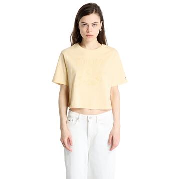Γυναικείο T-Shirt Tommy Jeans Rlx Sh Tonal Crest Tee Custard Cream DW0DW20326-ZGA