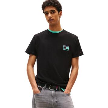 Ανδρικό T-Shirt Tommy Jeans Slim Pop Color Flag Tee Ext Black DM0DM21577-BDS