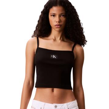 Γυναικείο Top Calvin Klein Jeans A- Woven Label Rib Cami Brilliant Black LV047C908G-UB1