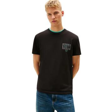 Ανδρικό T-Shirt Tommy Jeans Tjm Reg Sign Spray Ss T Ext Black DM0DM22319-BDS