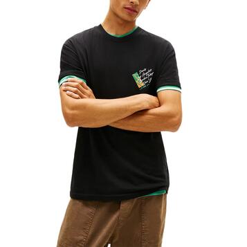 Ανδρικό T-Shirt Tommy Jeans Reg Sign Shift Ss Tee Ext Black DM0DM22533-BDS