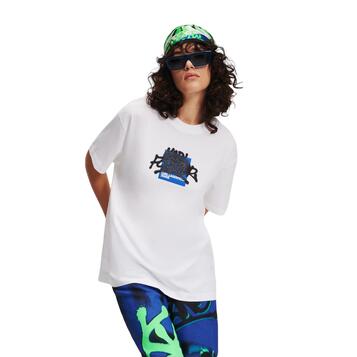 Γυναικείο T-shirt Karl Lagerfeld Klj Relaxed Graffiti Tee White 241J1711-J109