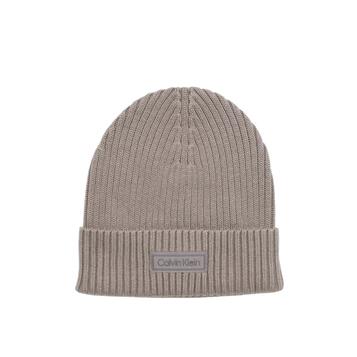 Ανδρικός Σκούφος Calvin Klein Patch Chunky Rib Cotton Beanie Brindle LV04D8053G-PAV