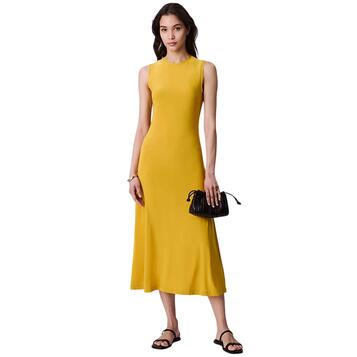 Γυναικείο Φόρεμα Calvin Klein Ls Second Skin Crew Neck Dress Lemon Amber LV044C236G-W0L