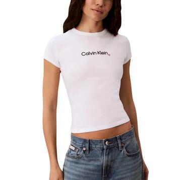 Γυναικείο T-Shirt Calvin Klein Ss Slim Fit Heart Logo Tee Bright White LV047H835G-YAF