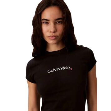 Γυναικείο T-Shirt Calvin Klein Ss Slim Fit Heart Logo Tee Black LV047H835G-UB1