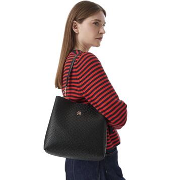 Γυναικεία Τσάντα Ώμου Tommy Hilfiger Th Icon Shoulder Mono Black AW0AW19000-BDS