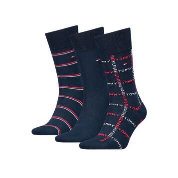 Ανδρικές Κάλτσες Tommy Hilfiger Th Men Sock 3p Giftbox Grid Stripe Navy 701224445-001