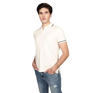 Ανδρικό Polo Tommy Hilfiger Open Collar Tipped Ivory Petal MW0MW39180-Z00
