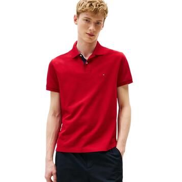 Ανδρικό Polo Tommy Hilfiger Mb Contrast Collar Cuff Reg Polo Medium Red MW0MW39563-XLD