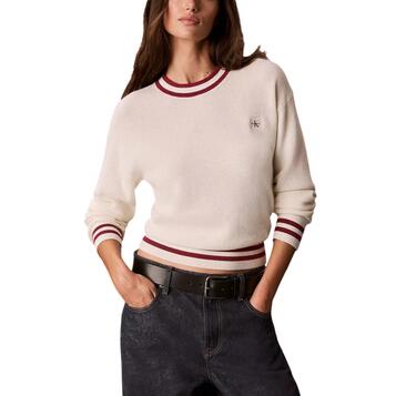 Γυναικείο Πουλόβερ Calvin Klein Woven Label Crewneck Tofu LV047H303G-YAS