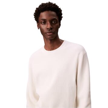 Ανδρικό Πουλόβερ Calvin Klein Ls Texture Cotton Cn Swt 12gg Tofu LV04LB327G-YAS