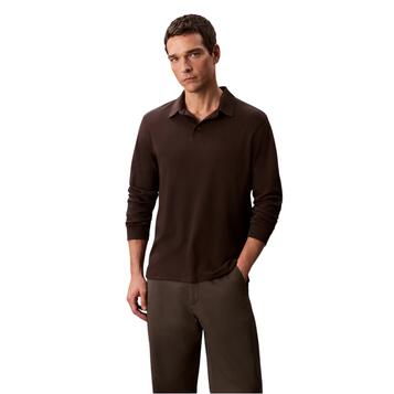 Ανδρικό Polo Calvin Klein Ls Supima Cotton Solid Polo Chocolate Torte LV040EM909-GRO