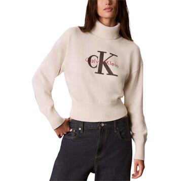 Γυναικείο Πουλόβερ Calvin Klein Ls Logo Tneck Tofu LV047H329G-YAS