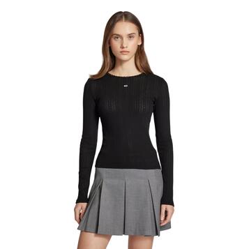 Γυναικεία Μπλούζα Tommy Jeans Slim Pointelle Rib Ls Black DW0DW19503-BDS