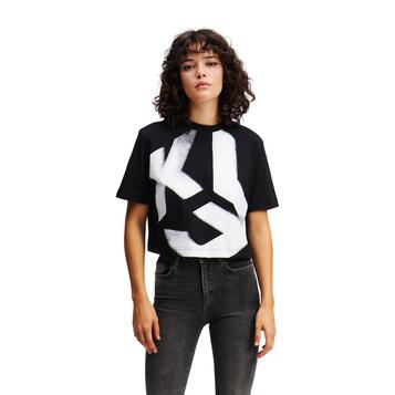Γυναικείο T-shirt Karl Lagerfeld Cropped Bleach Logo Black A1W17033-999