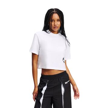 Γυναικείο T-Shirt Karl Lagerfeld Reg Cropped Monogram Tee White A2W17076-100 Γυναικείο T-Shirt Karl Lagerfeld Reg Cropped Monogram Tee White A2W17076-100