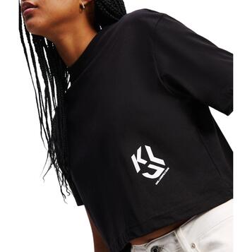 Γυναικείο T-Shirt Karl Lagerfeld Reg Cropped Monogram Tee Black A2W17076-999 Γυναικείο T-Shirt Karl Lagerfeld Reg Cropped Monogram Tee Black A2W17076-999
