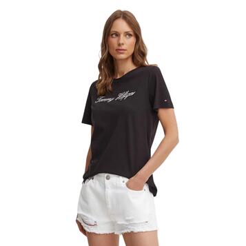 Γυναικείo T-shirt Tommy Hilfiger Nos Script Regural C Nk Ss Nos Black WW0WW43459-0GJ