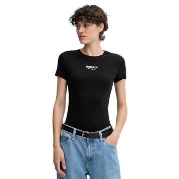 Γυναικείο T-Shirt Tommy Jeans Slim Essential Logo2 Tee Ext Black DW0DW20913-BDS Γυναικείο T-Shirt Tommy Jeans Slim Essential Logo2 Tee Ext Black DW0DW20913-BDS