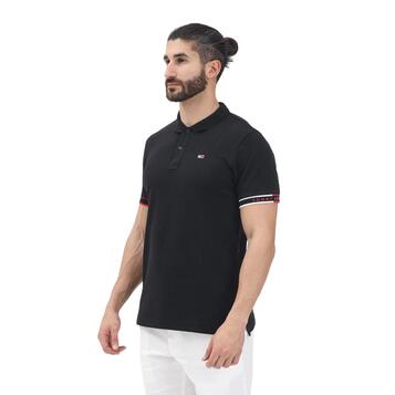 Ανδρικό Polo Tommy Jeans Slim Flag Cuff Polo Ext Black DM0DM21306-BDS