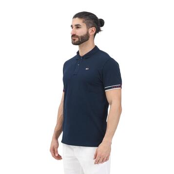 Ανδρικό Polo Tommy Jeans Slim Flag Cuff Polo Ext Dark Night Navy DM0DM21306-C1G