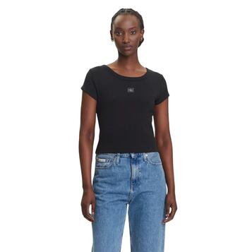 Γυναικείο Top Calvin Klein A Woven Label 2X2 Rib Baby Tee Black LV047C200G-UB1