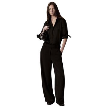 Γυναικείο Παντελόνι Calvin Klein Clean Poly Twill Wide Leg Black LV044H413G-UB1
