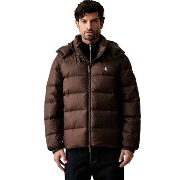 Ανδρικό Μπουφάν Calvin Klein Ls Nylon Zip Off Hood Down Puffe Brown Cork LV04RG515G-WFM