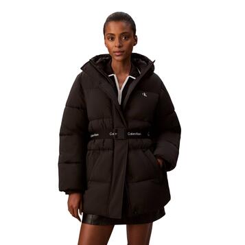 Γυναικείο Μπουφάν Calvin Klein Belted Midweight Puffer Black LV047D507G-UB1