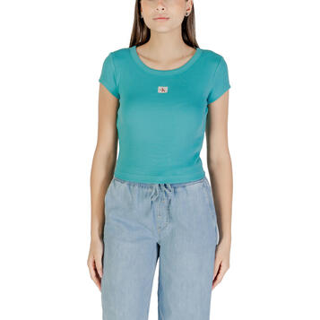 Γυναικείο Top Calvin Klein A Woven Label 2X2 Rib Baby Tee Tuscan Teal LV047C200G-XEG